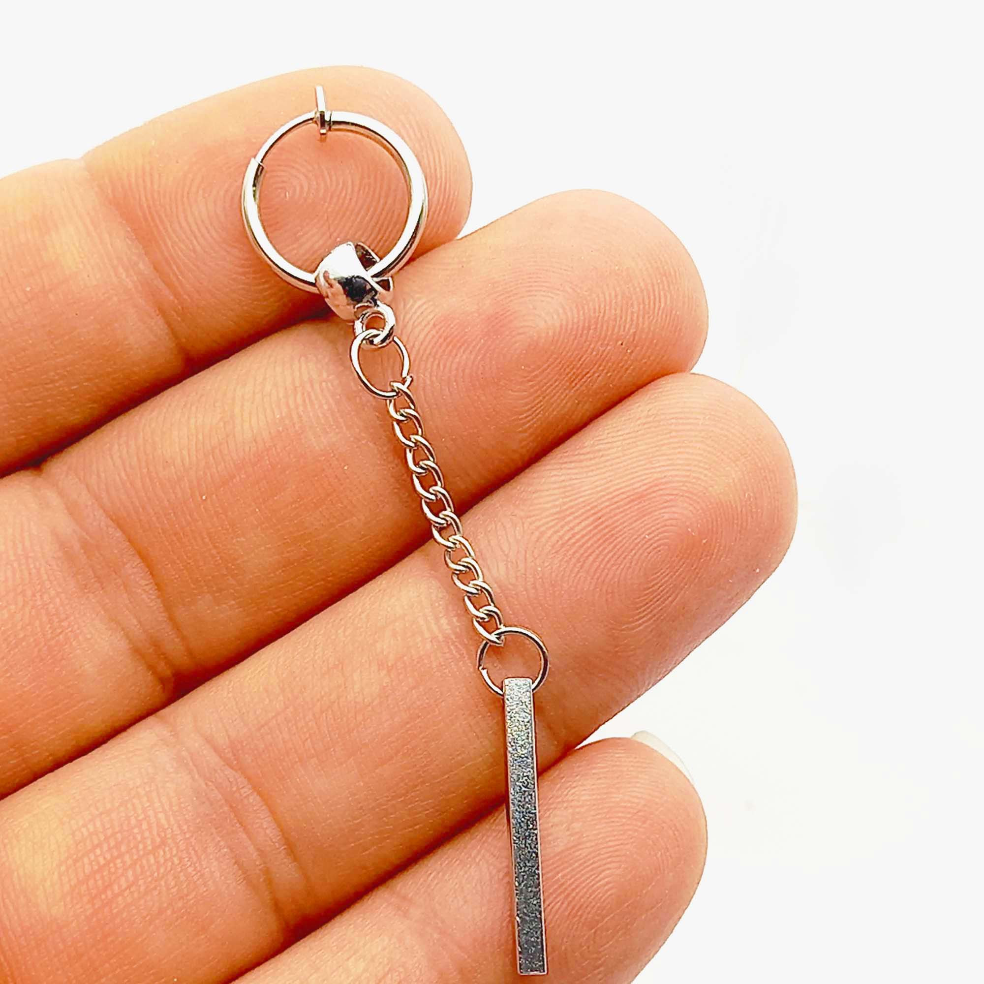 پیرسینگ گوش مدل مکعب عشق زنجیری کد 794PRMZ