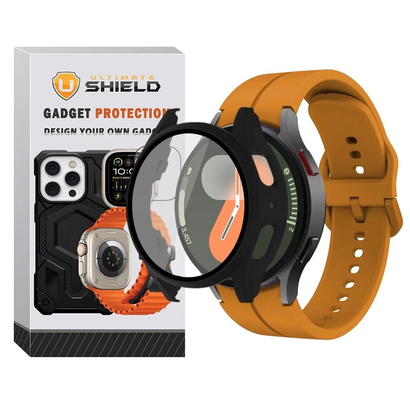 بند آلتیمیت شیلد مدل Silic ORG_GRD مناسب برای ساعت هوشمند سامسونگ Galaxy Watch 7 44mm به همراه کاور