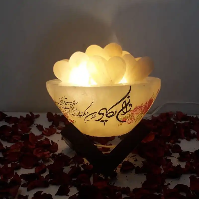 آباژور سنگ نمک مدل کاسه پایه دار طرح وان یکاد