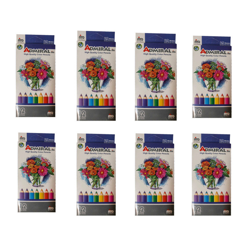 مداد رنگی 12 رنگ آدمیرال مدل MS7 بسته 8 عددی