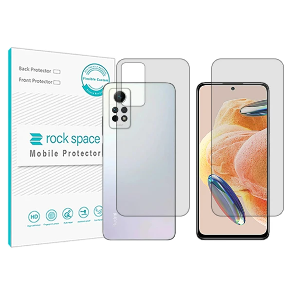 محافظ صفحه نمایش شفاف راک اسپیس مدل HyGEL مناسب برای گوشی موبایل شیائومی Redmi Note12 Pro 4G  به همراه محافظ پشت