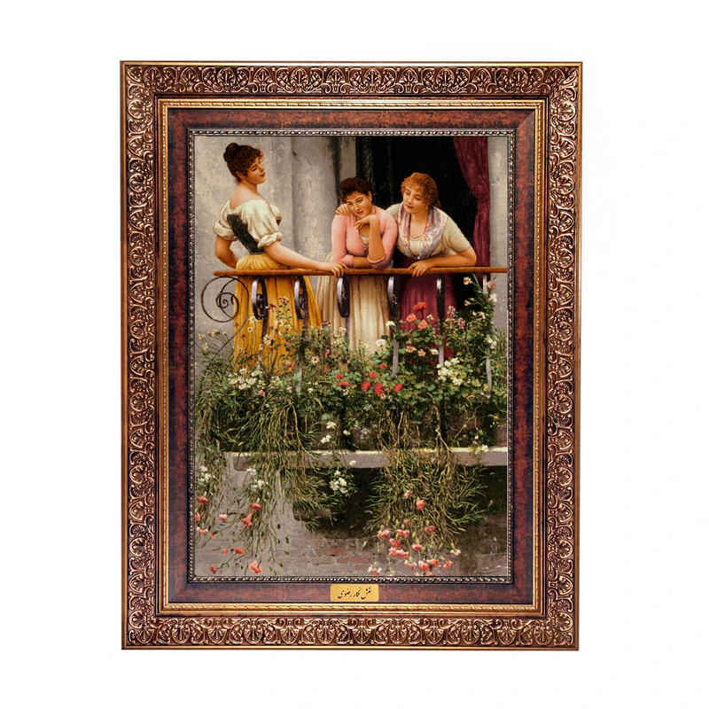 تابلو فرش ماشینی نقش نگار رضوی طرح دختران کد 814KC