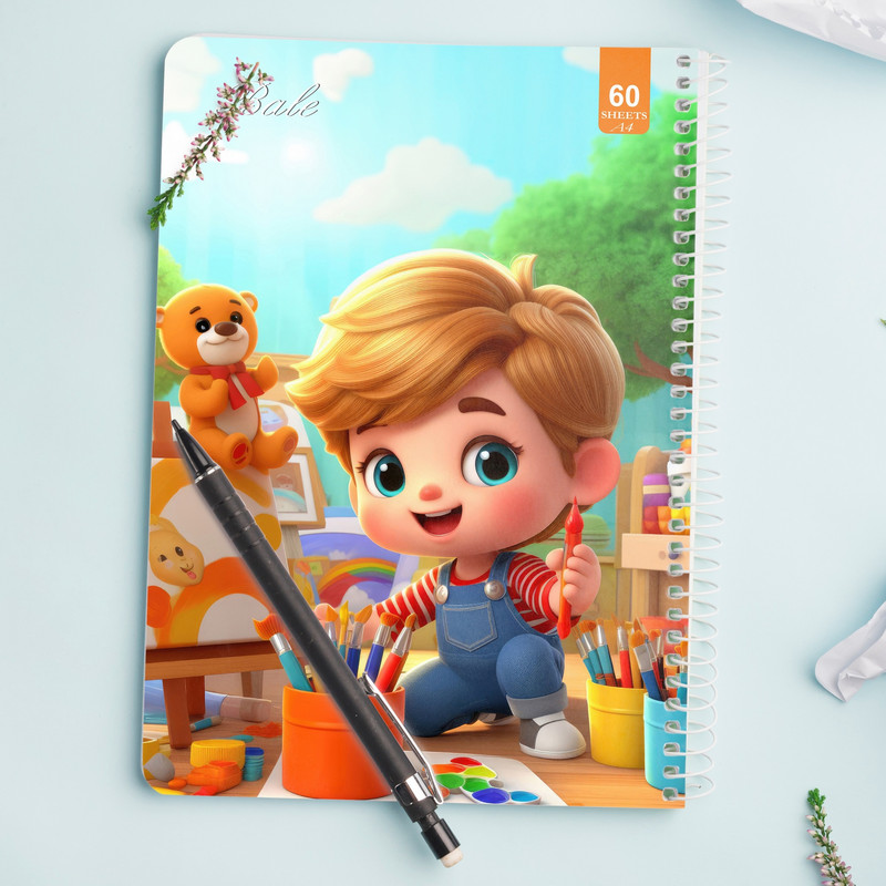 دفتر نقاشی 60 برگ انتشارات بله طرح فانتزی پسرانه اتاق بازی کد A4-O395