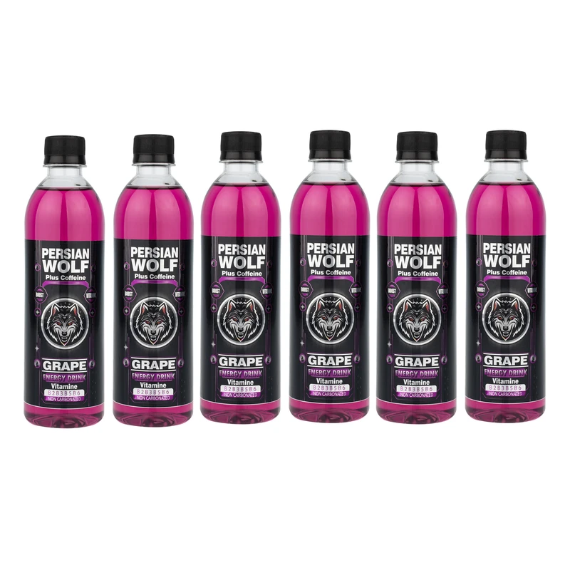 نوشیدنی انرژی‌زا انگور پرشین وولف پلاس 500 میلی‌لیتر بسته 6 عددی
