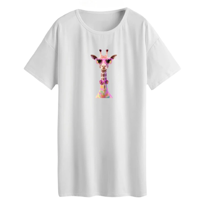 تی شرت لانگ زنانه مدل زرافه عینکی