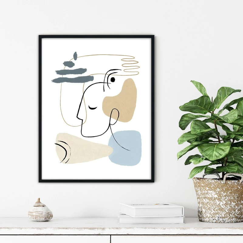 تابلو آتریسا طرح لاین آرت مدرن مدل ATFL53 فریم مشکی