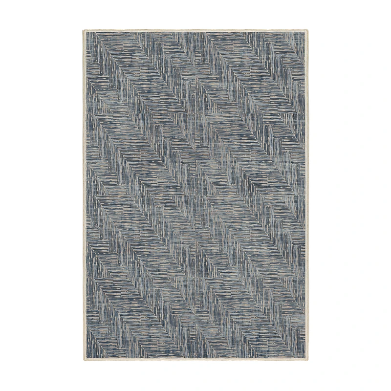 فرش ماشینی 1000 شانه اورکوم زمینه کرم حاشیه سرمه ای طرح مینیمال ملینا کد OR.1113.01