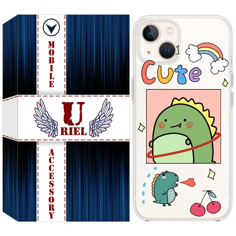 کاور یوریل قاب مدل Clear کد 20 طرح دایناسور مناسب برای گوشی موبایل اپل iPhone 13