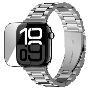 Goof PMMA-3BEAD Strap suitable for Apple Watch Series 10 46mm With Screen Protector