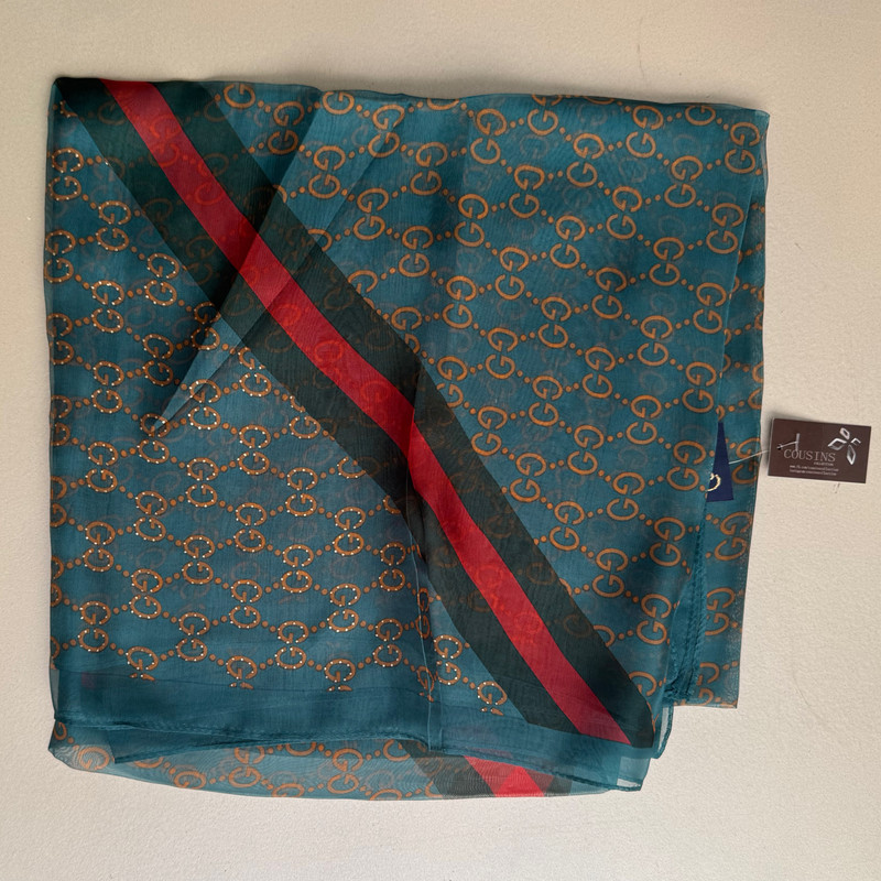 روسری زنانه مدل حریر ابرشیم زنجیری کد 2