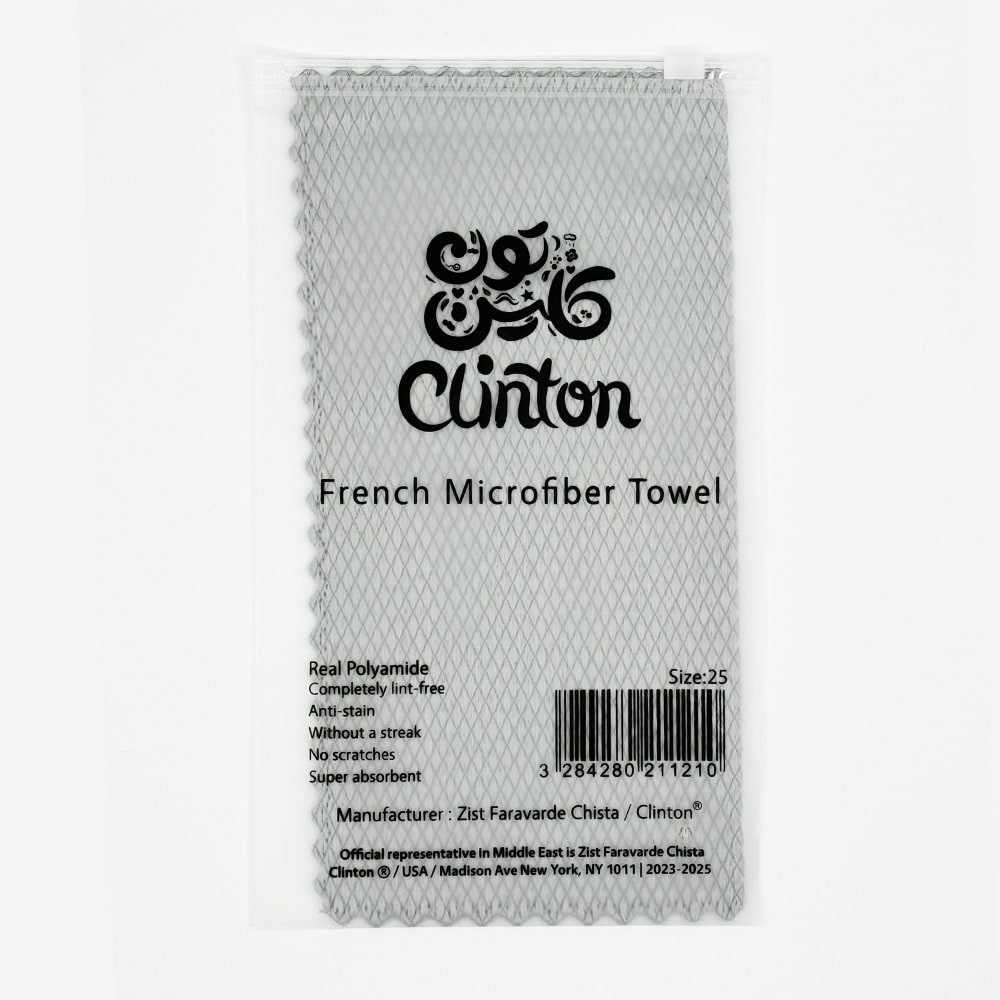 دستمال مخصوص شیشه و سطوح حساس خودرو کلینتون مدل فرنچ میکروفایبر کد GSM20025