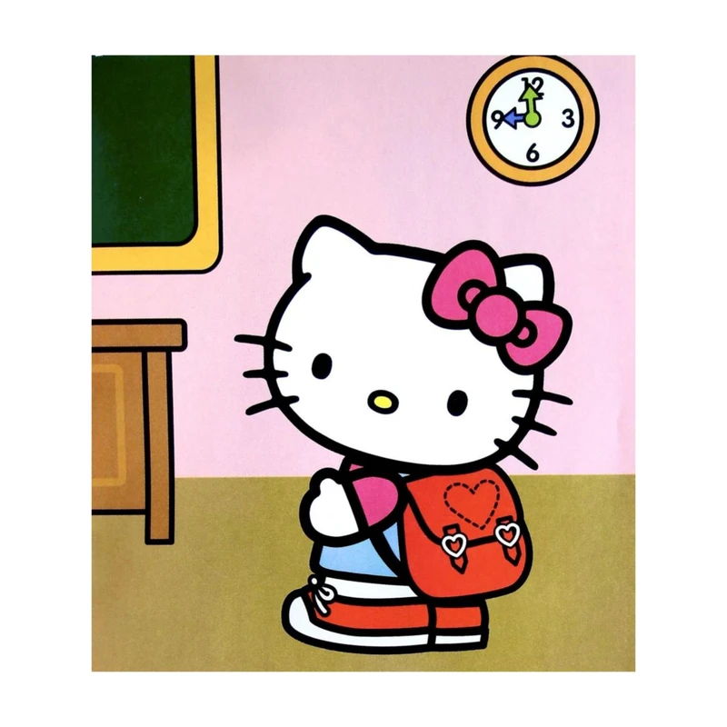 استیکر پارچه و لباس پاد آفرین مدل کارتونی کیتی مدرسه بامزه جذاب کد 1396