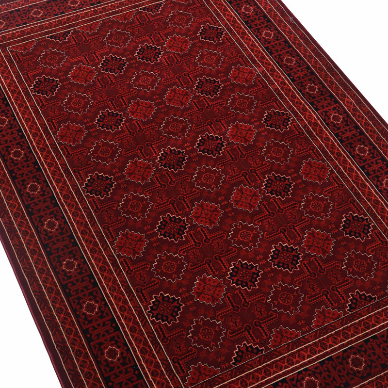 فرش ماشینی بزرگمهر طرح بلوچی کد78001 زمینه لاکی