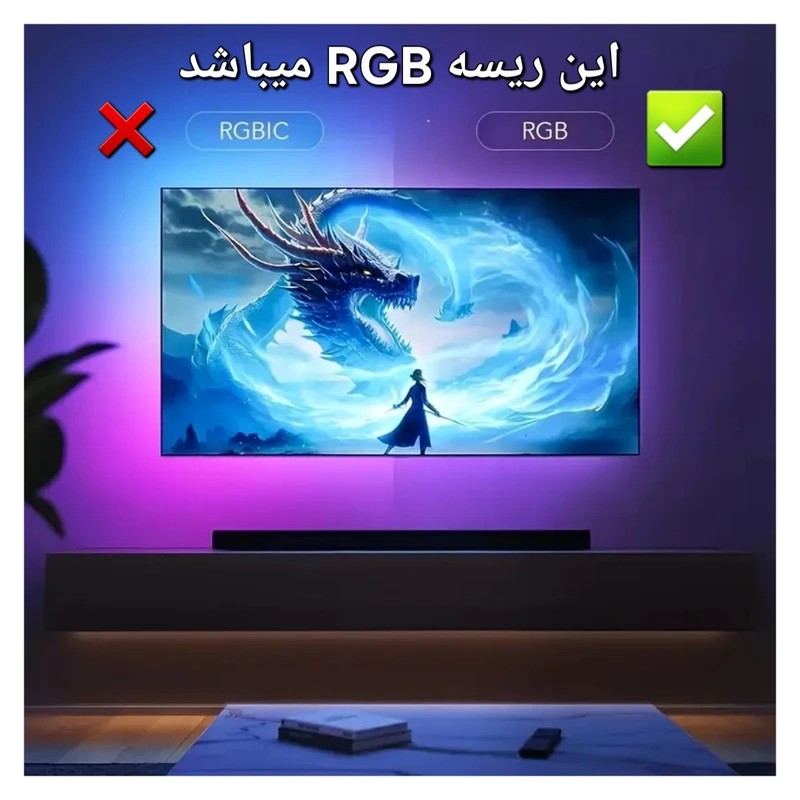عکس شماره 4 : ریسه ال ای دی دریم لایت مدل پشت تی وی rgb طول 2.5 متر به همراه سنسور چشمی