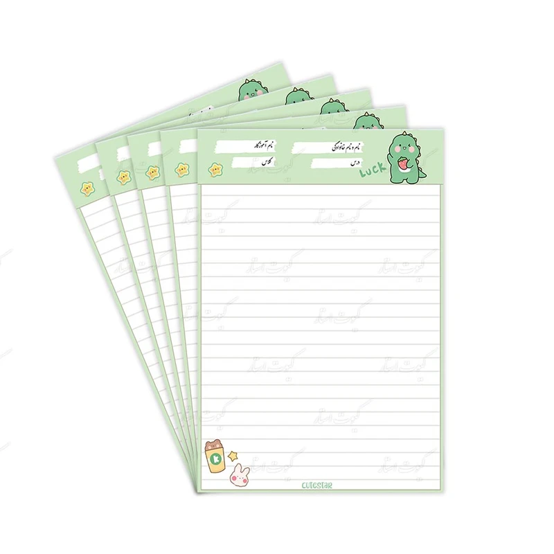 کاغذ یادداشت A4 کیوت استار مدل امتحانی طرح تمساح بسته 5 عددی