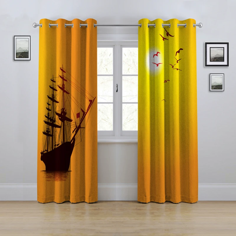 پرده مدل پانچی طرح کشتی سایز 280x145 سانتی متر