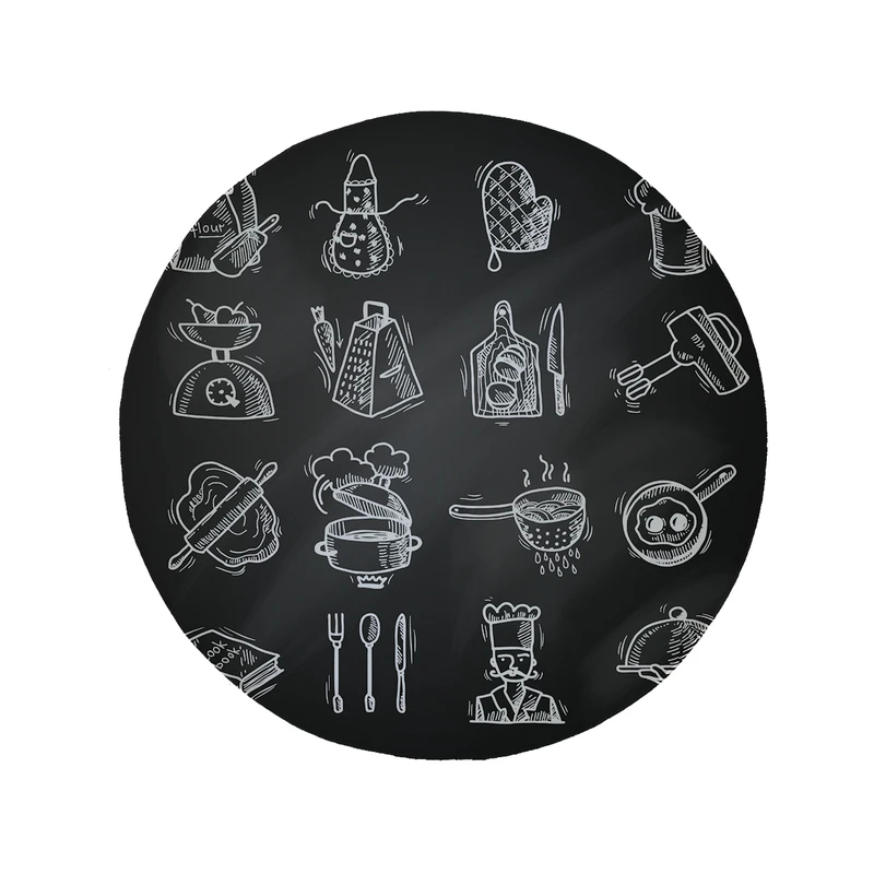  پادری مدل دایره طرح آشپزخانه کد 8250 سایز 90 × 90 سانتی متر