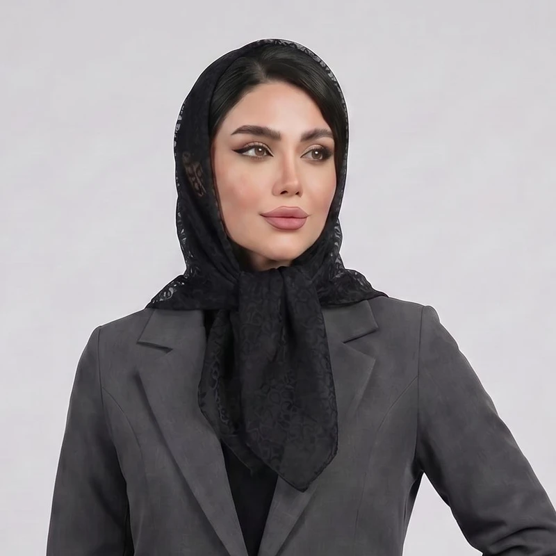 روسری زنانه مدل مینی اسکارف توری طرح قلب برجسته