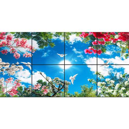 تایل سقفی آسمان مجازی طرح گل های رنگارنگ کد 0600 سایز 60x60 سانتی متر مجموعه 8 عددی