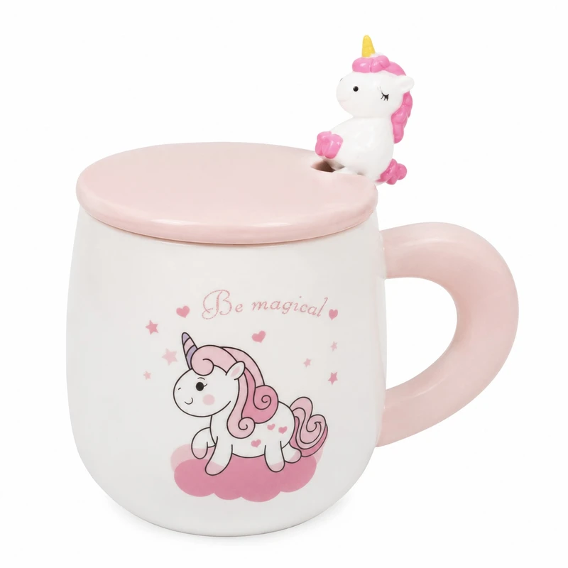 ماگ طرح یونیکورن مدل  BE MAGICAL به همراه درب و قاشق