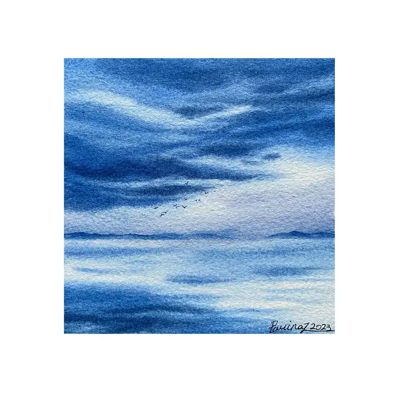 تابلو نقاشی آبرنگ طرح آرامش مجموعه 2 عددی