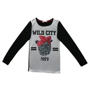 تی شرت آستین بلند دخترانه مدل 700342