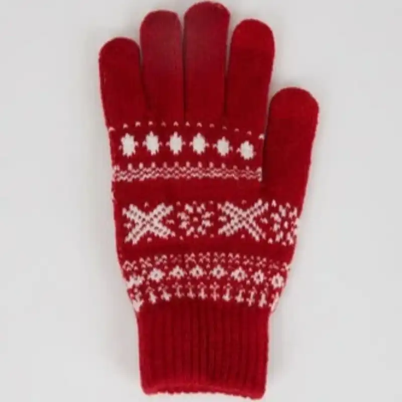 دستکش بافتنی زنانه دفکتو مدل آنتی باکتریال کریسمس