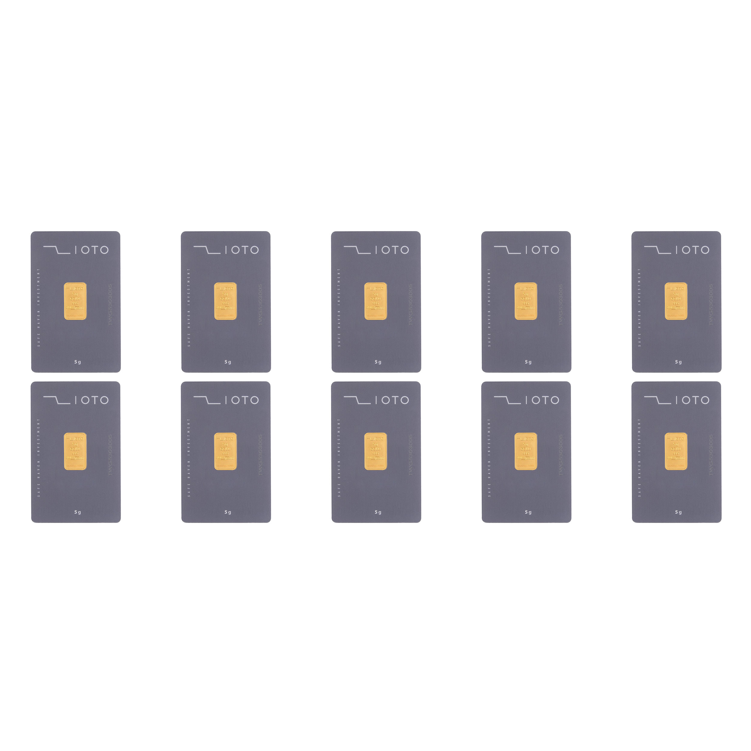 شمش طلا 24 عیار زیوتو مدل Au-p5 بسته 10 عددی