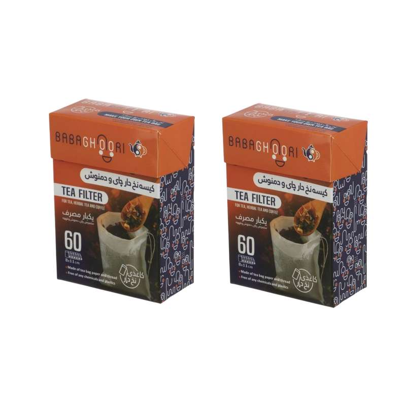 فیلتر چای و دمنوش بابا قوری مدل کاغذی دو بسته 60 عددی