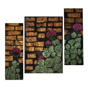 تابلو نقاشی اکریلیک طرح رایحه شمعدانی مجموعه 3 عددی
