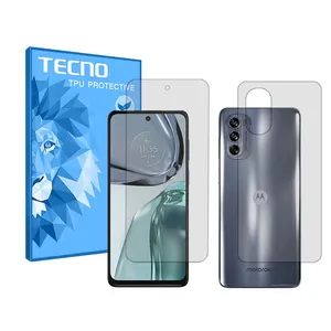 Tecno HyGEL model transparent screen protector suitable for Motorola Moto G62 5G mobile phone along with the back protector
