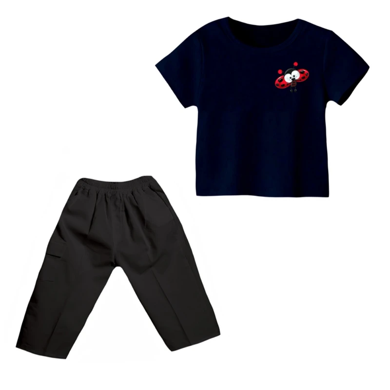 ست تی شرت و شلوارک دخترانه مدل کفشدوزک