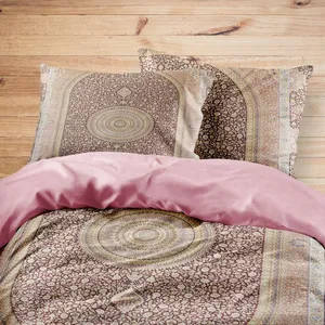 سرویس روتختی مدوپد طرح فرش قم ترنجی گل ریز مدل C-Ghom040 یک نفره 4 تکه