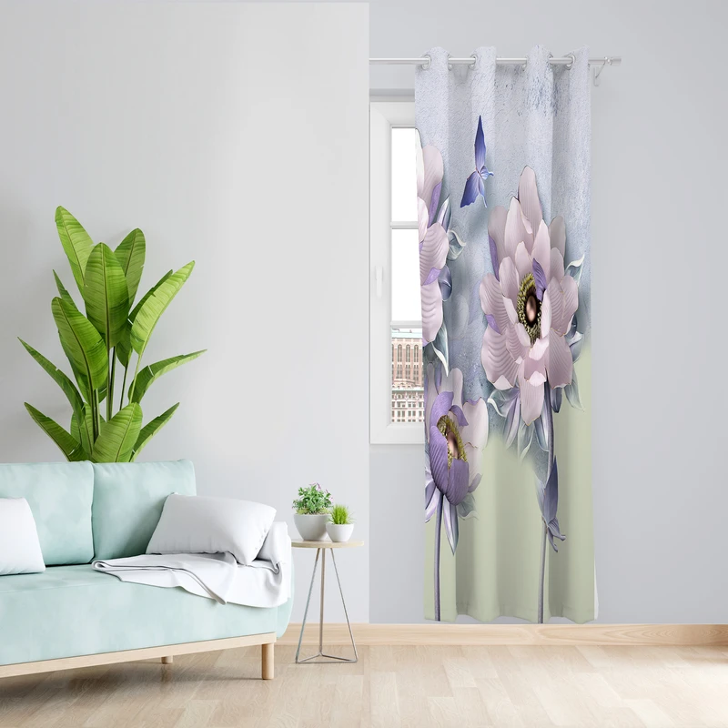 پرده طرح گل مدل مخمل پانچی کد 4735 z سایز 140x200 سانتی متر