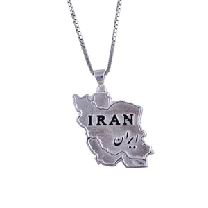 گردنبند نقره مردانه طرح نقشه ایران کد 0080