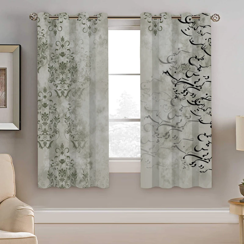 پرده نیروانا طرح خط نستعلیق مدل هازان کد 9012 سایز 140×200 سانتی متر