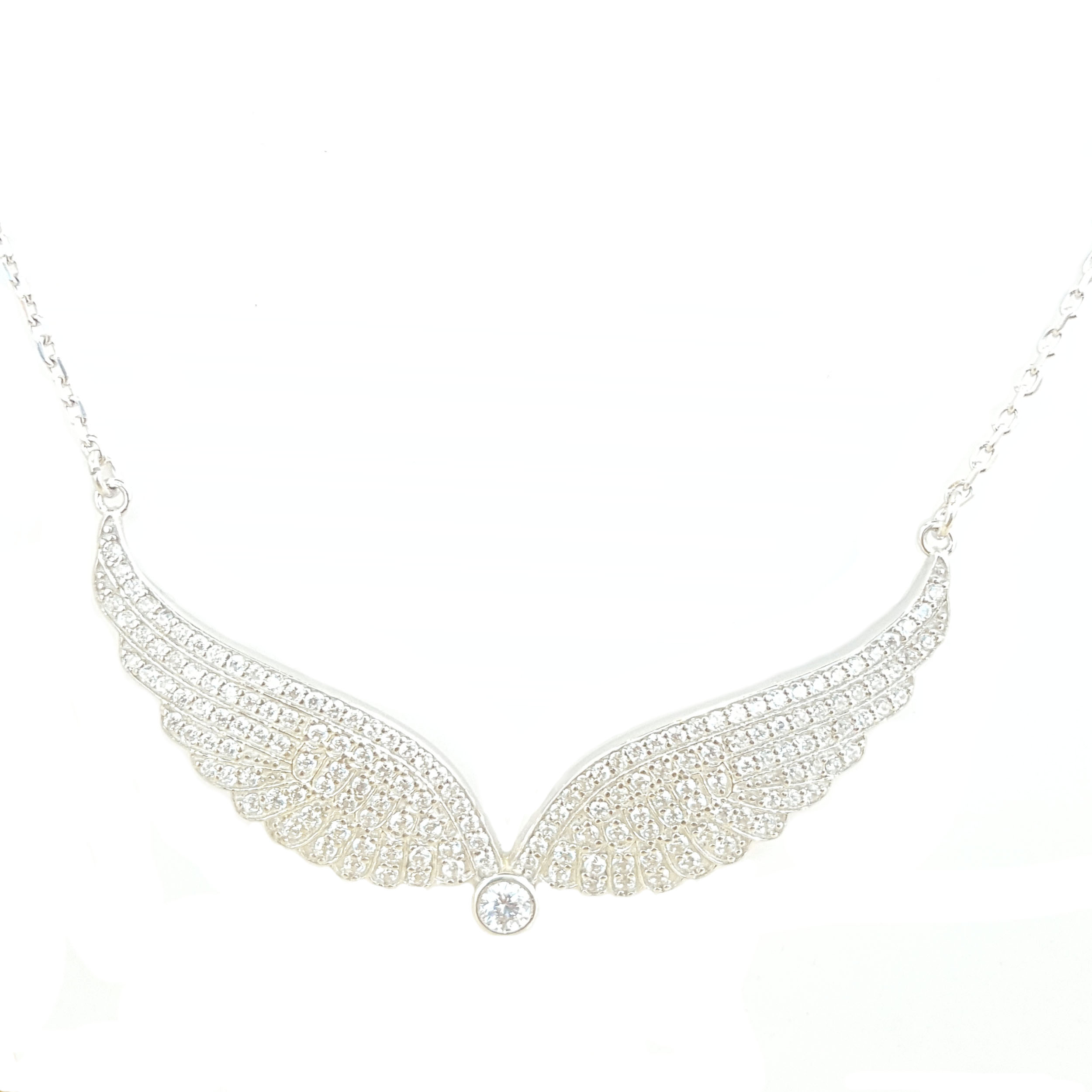 گردنبند نقره زنانه مدل فرشته تک نگین SSA117