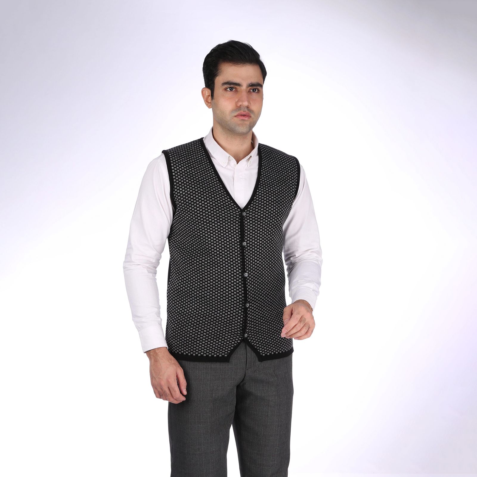 ژیله مردانه تریکو پاییزان مدل J800 رنگ مشکی -  - 2