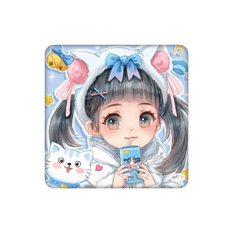 زیرلیوانی طرح دختر و شیر و گربه کد 8036325