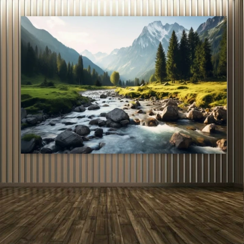 تابلو بوم طرح طبیعت مدل رودخانه کد PP2640