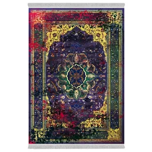 فرش پارچه‌ای دفه مدل فرشینه هازان مخمل طرح فانتزی کد 3286