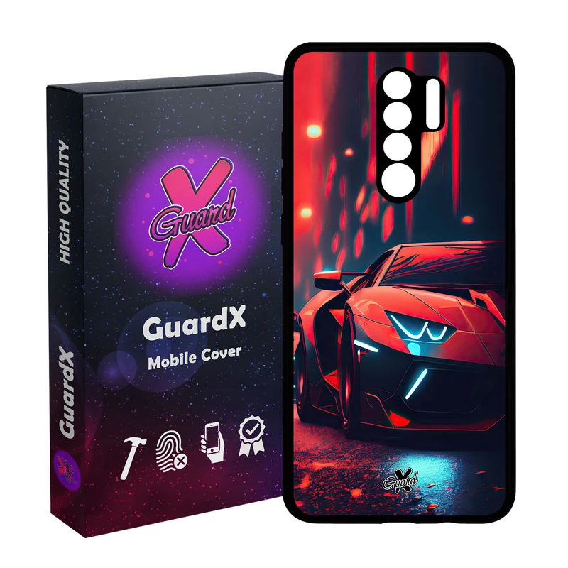 کاور گارد ایکس طرح لامبورگینی مدل Glass10608 مناسب برای گوشی موبایل شیائومی Redmi 9/Redmi 9 Prime/Poco M2