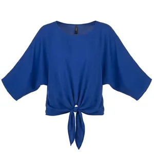 بلوز آستین بلند یقه قایقی زنانه مدل ساحلی توری