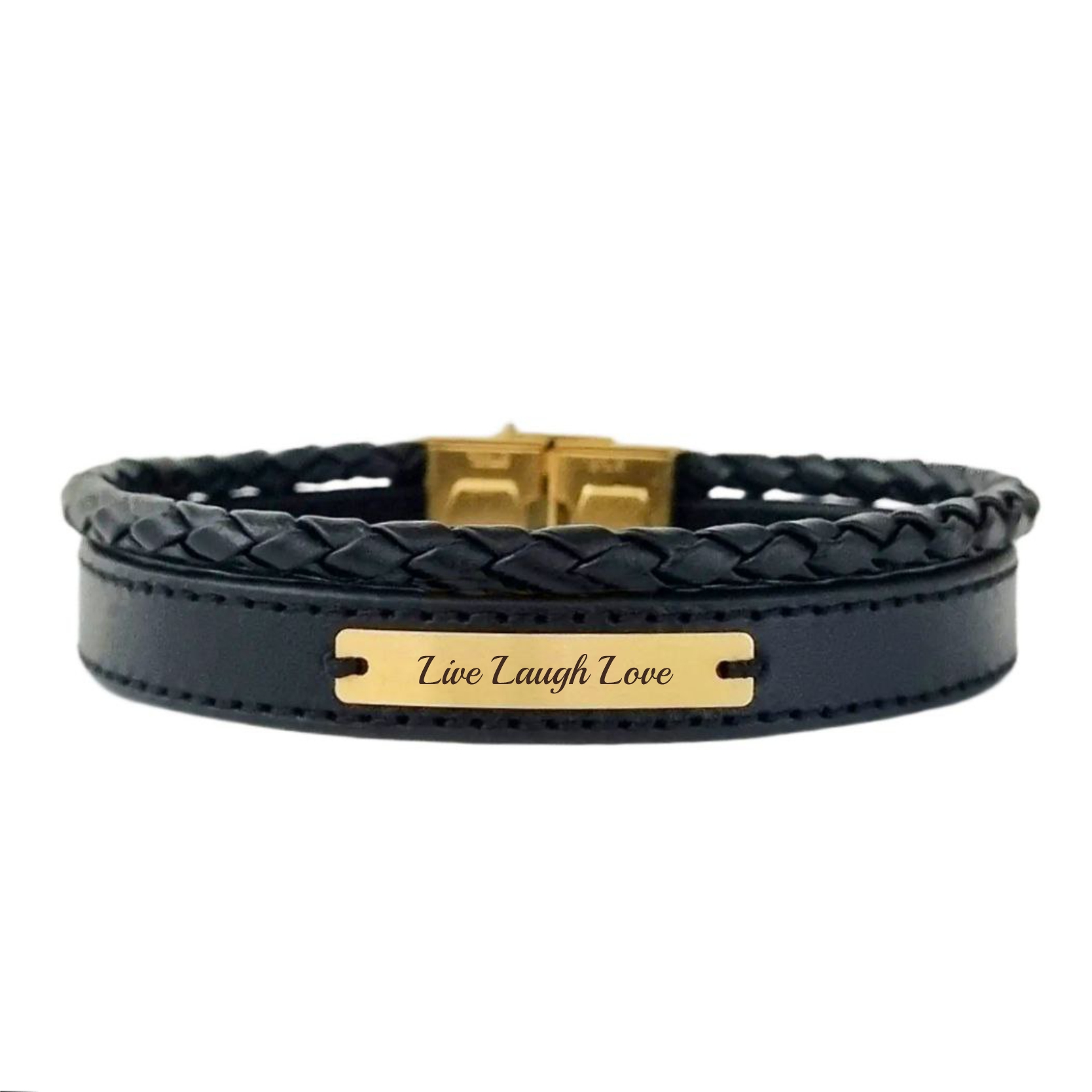 دستبند طلا 18 عیار مردانه لیردا مدل Live Laugh Love 831