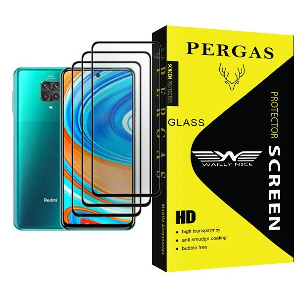 محافظ صفحه نمایش وایلی نایس مدل Pergas Glass MIX003 مناسب برای گوشی موبایل شیائومی Redmi Note 9 Pro بسته سه عددی