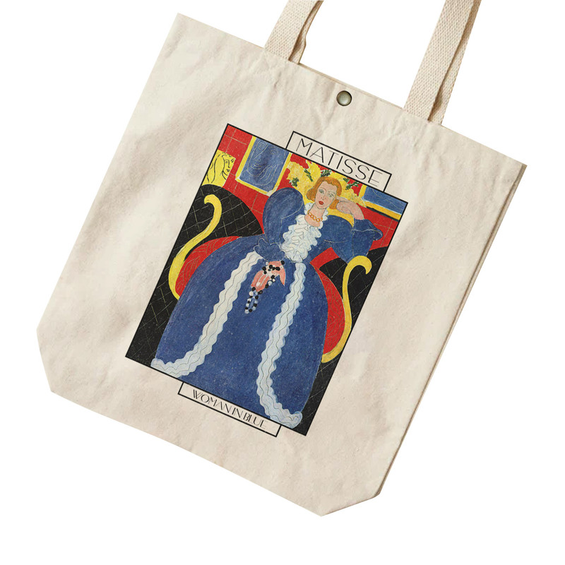 ساک خرید ترمه طراحان ایده مدل زنی با لباس روشن از ماتیس کد art0698 - L