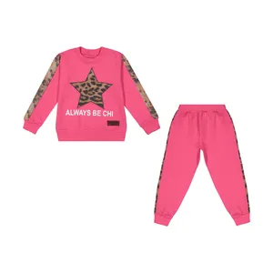 ست سویشرت و شلوار دخترانه مدل ستاره رنگ سرخابی