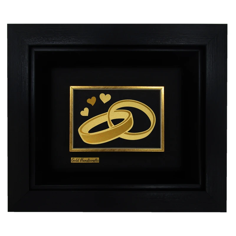 تابلو طلا کوب زرکات طرح حلقه ازدواج مدل F173