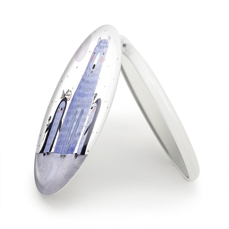 آینه جیبی خندالو طرح خرس و پنگوئن مدل تاشو کد 5229