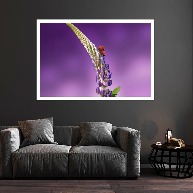 تابلو بکلیت طرح طبیعت و گل لوپین مدل قاب شاسی W-s8622